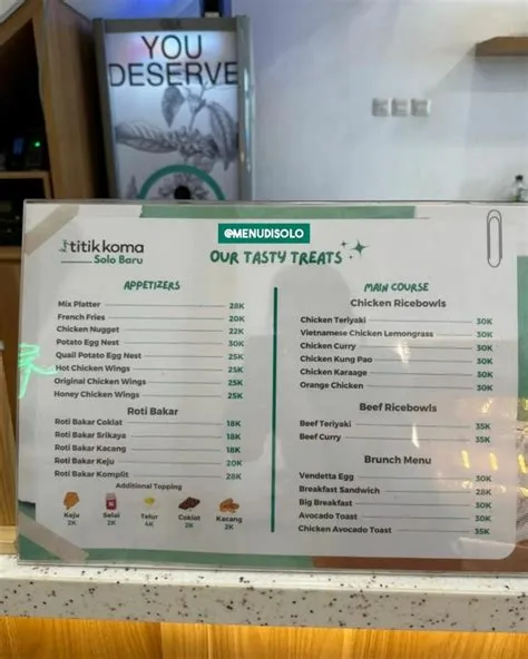 Buku Harga Menu Titik Koma Solo Baru - Buku Menu di Solo Terbaru