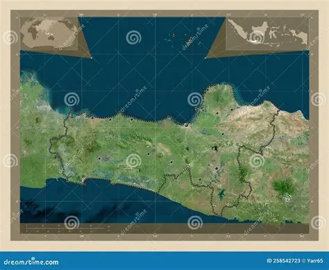 Jawa Tengah, Indonesia. High-res Satellite. Major Cities Stock ...