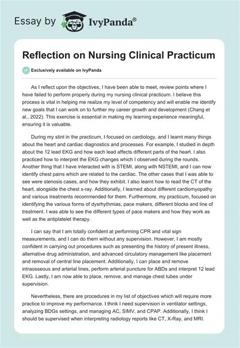 Reflection on Nursing Clinical Practicum - 548 Words | Essay Example