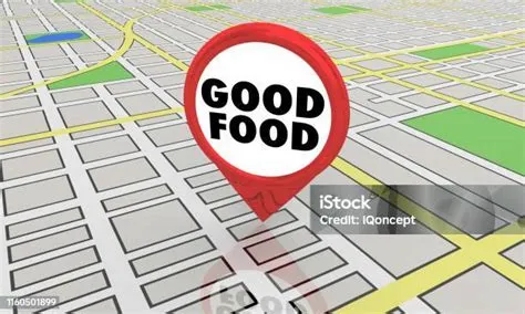 Makanan Enak Restoran Kafe Peta Pin Lokasi Ilustrasi 3d Foto Stok ...