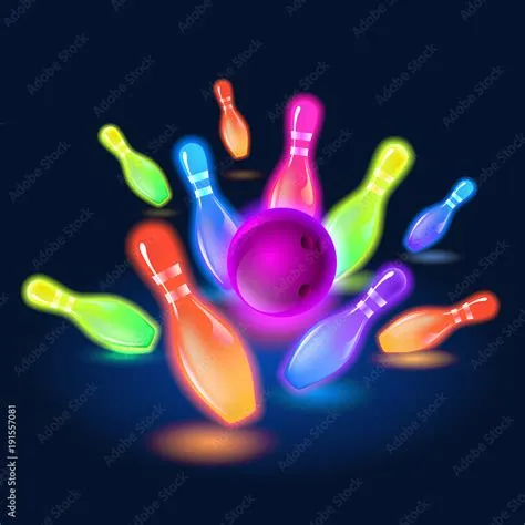 Bowling neon glowing pins. Vector clip art illustration Stock Vector ...