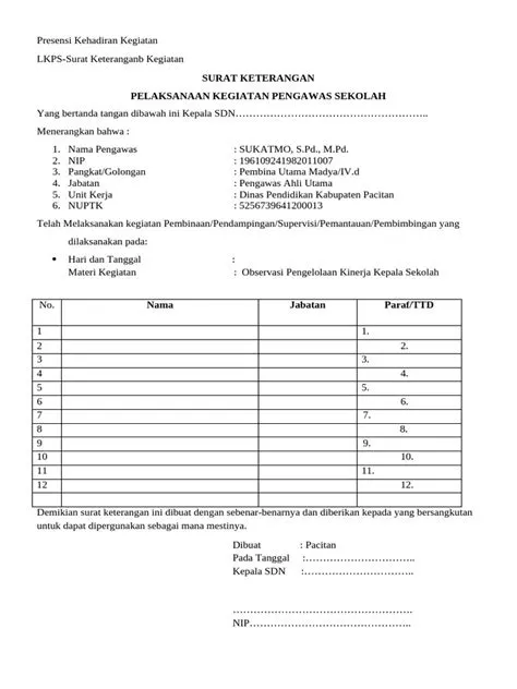Presensi Kehadiran Kegiatan | PDF