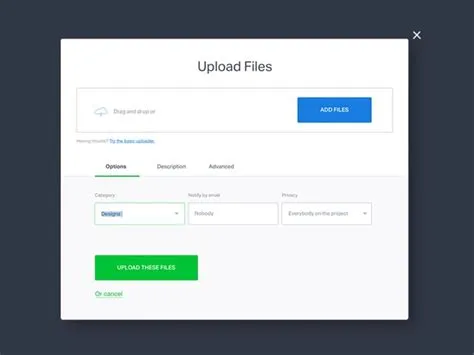 the upload files page in wordpress