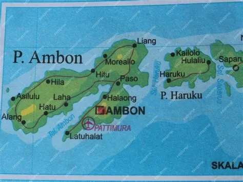 Premium Photo | Map of Indonesian Ambon island and surrounding cities