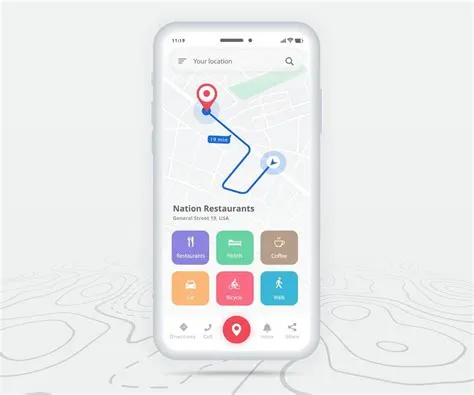 Map GPS navigation ux ui concept, Smartphone map application and ...