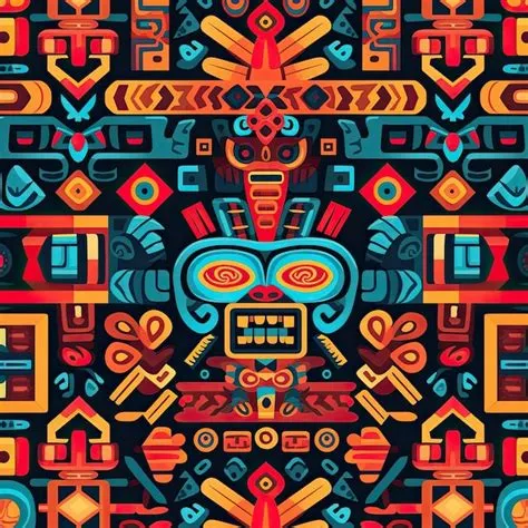 Ancient Aztec Tapestry Vibrant Patterns from History | Premium AI ...