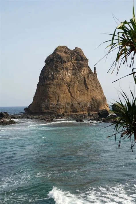 Iconic Rock at the Papuma Beach Jember, Indonesia Stock Photo - Image ...