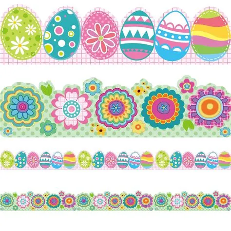 69ft Easter Bulletin Board Borders Easter Eggs Spring Theme Flowers ...