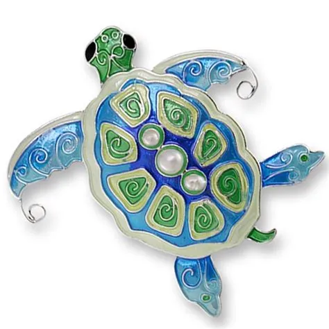 Pearly Sea Turtle Pin | Enamel Turtle Pin | Zarah Jewelry
