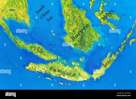 Geographic map of Java, Sumatra, Celebes and Borneo Islands Stock Photo ...