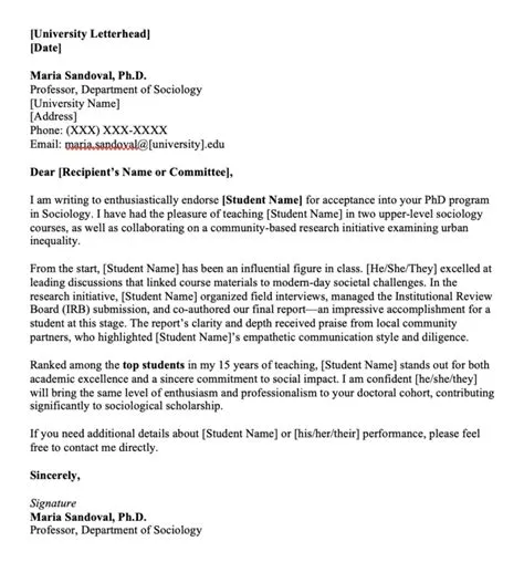 PhD Program Recommendation Letter Samples I ResearchTweet