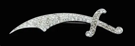 Vintage Kramer Rhinestone Scimitar Pin