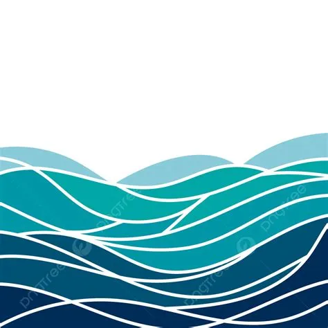 Flat Cartoon Blue Ocean Waves Vector, Ocean Clipart, Cartoon Clipart ...