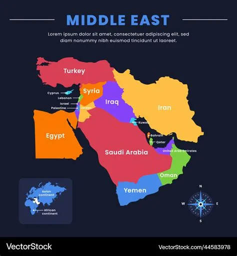 Flat design middle east map Royalty Free Vector Image