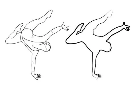Outline figure of a gymnast in a sports pose. Gym girl silhouette ...