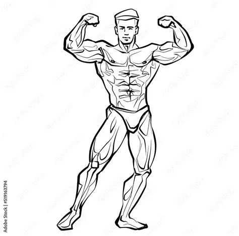 Bodybuilder muscle man fitness posing Black And White Isolated Hand ...