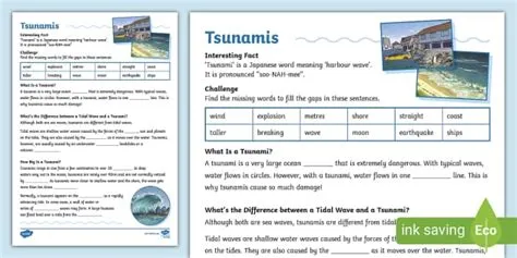 Tsunami Word Cloze Activity - Twinkl