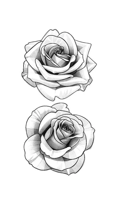 Black and White Rose Tattoo Design