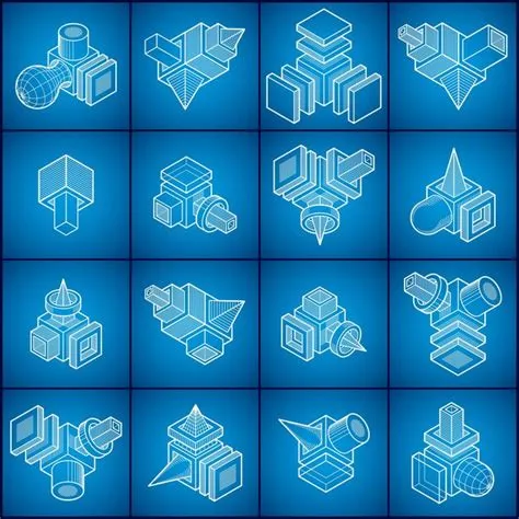 Premium Vector | Engineering abstract shape, vectors set.