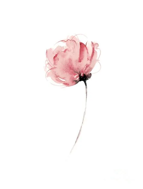 Pink flower watercolor art print painting Painting by Joanna Szmerdt ...