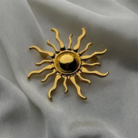 Vintage Brooch,gold Sun Metal Pin Brooch,sunshine Pin Badge,lapel Pin ...