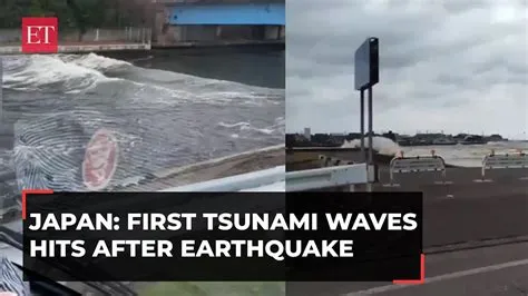 Japan: First Tsunami waves hits after 7.6 magnitude earthquake - YouTube