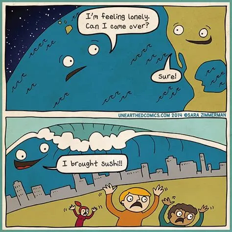 science comics and ocean humor about a tidal wave | Unearthed Comics ...