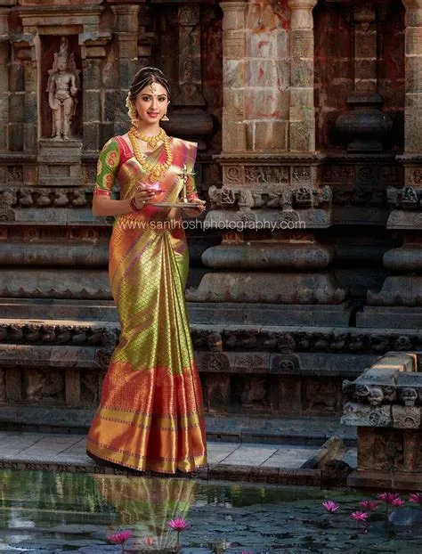 Kanchipuram Silk Saree - South Indian Bridal look | Bridal sarees south ...