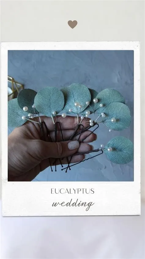 Eucalyptus pearl wedding hair pins for greenery wedding