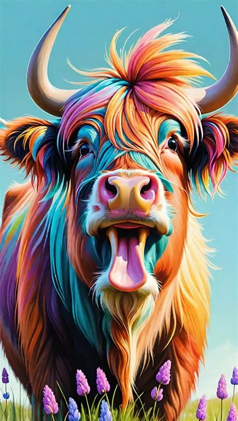 Whimsical Highland Cow 🐄 Wallpaper Digital Art Design | Cow wallpaper ...