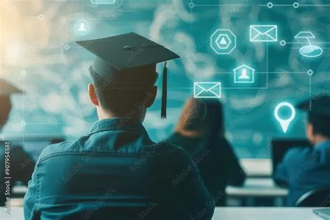 Silhouettes of students engaging in online learning, digital platforms ...