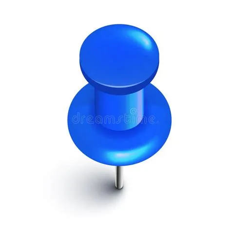 Realistic Blue Push Pin. Board Tack Isolated on White Background ...