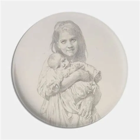 Fillette Et Enfant by William-Adolphe Bouguereau - Baby - Pin | TeePublic