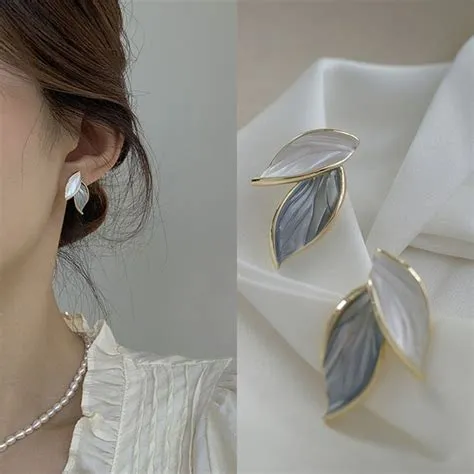 Korean S925 Silver Needle Simple Fashion Style Leaf Earrings Female ...