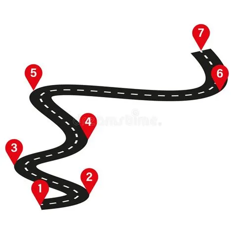 Road Map with Pins. Black Road and Red Pins. Numbered Route. Navigation ...