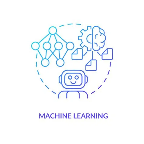 Machine learning blue gradient concept icon. Automatic algorithm ...