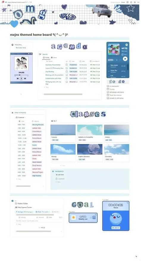 K-Pop Inspired Study Board: NWJNS Theme | Templates, Study planner ...