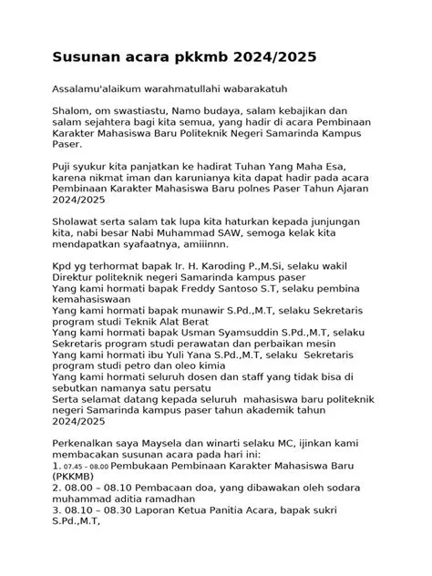 Susunan Acara PKKMB | PDF