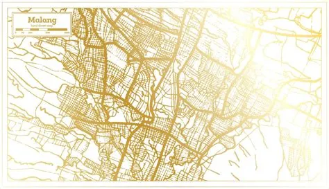 Malang Indonesia City Map in Retro Style in Golden Color. Outline Map ...