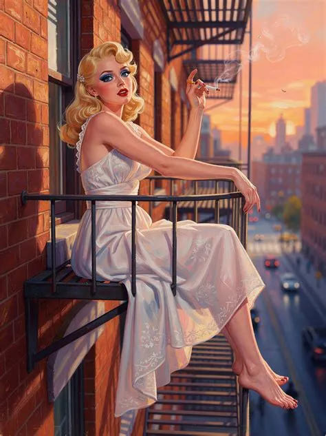 Style Digital Painting of Woman on Fire Escape | Deep Dream ...