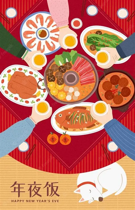 Vibrant Chinese New Year Reunion Dinner Poster with Retro Gaming ...