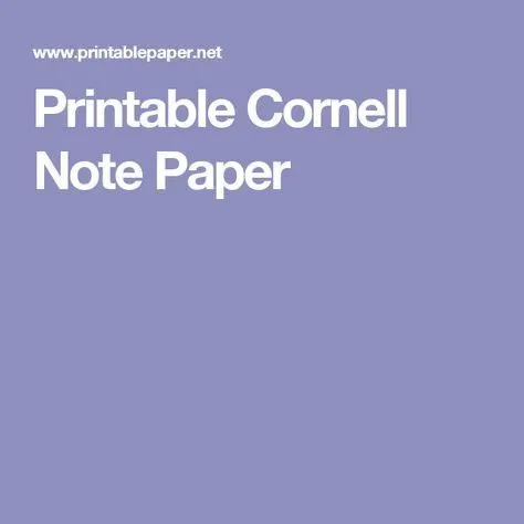 Printable Cornell Note Paper | Cornell notes, Cornell notes template ...