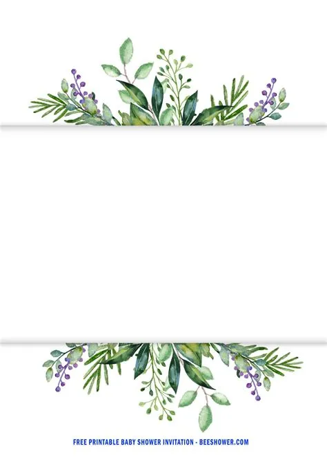 FREE Printable Cute Watercolor Greenery Invitation Templates | Cartoon ...