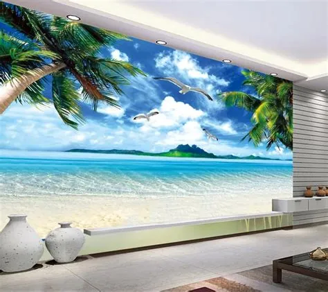 Custom-wall-mural-landscape-Hawaii-beach-murals-for-the-living-room ...