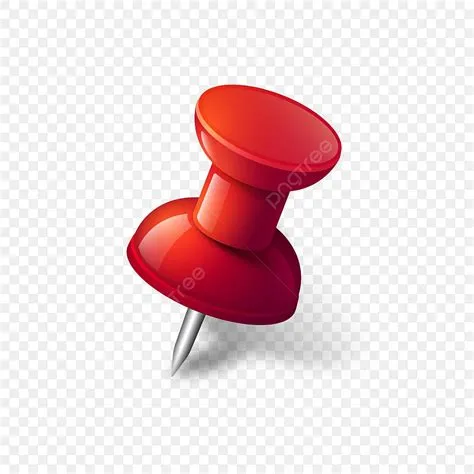 Red Push Pin Isolated Realistic Thumbtack Board Tack