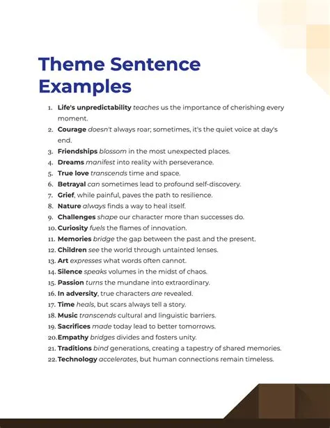 Theme Sentence - 99+ Examples, PDF, Tips