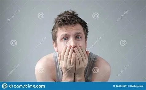 Scared Caucasian Guy Shivering from Fear, Looking Afraid and Insecure ...