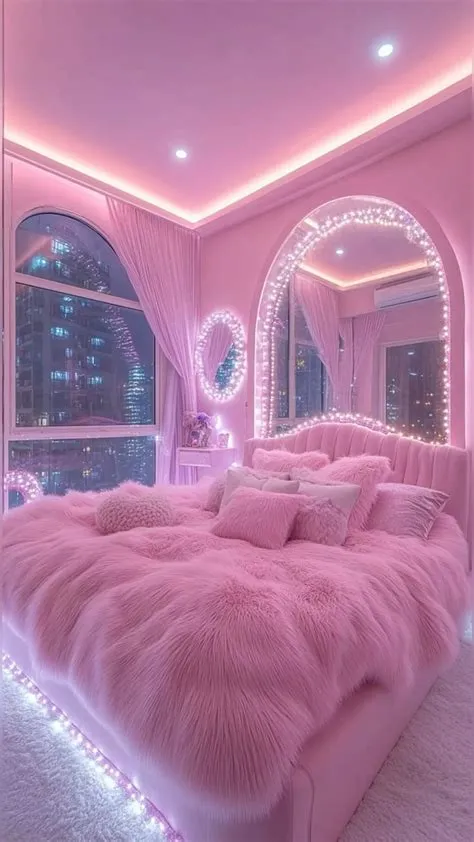 Glam bedroom | Dream bedroom inspiration, Pretty bedroom, Pink room decor