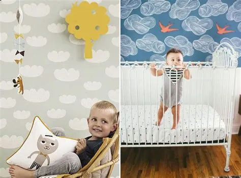 Clouds in Kids Rooms - wallpaper, cushions, lamps, mobiles.. | Nursery ...