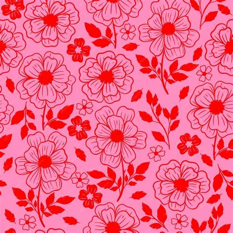 Premium Vector | Seamless pattern with flowers in pink and red colors ...